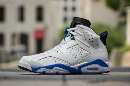 NIKE AIR JORDAN 6 RETRO WHITE/SPORT BLUE-BLACK
